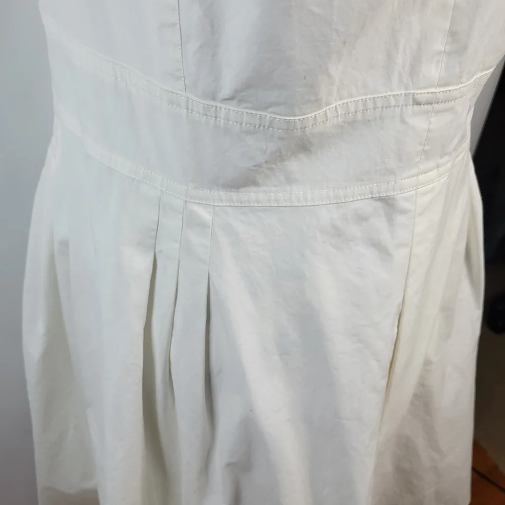 Ann Taylor Loft White Sleeveless Shirt Dress Cotton Size 12 - Picture 7 of 15